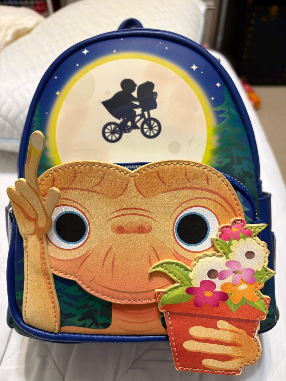 Loungefly E.T. Mini Backpack in Blue with Green Tree Print